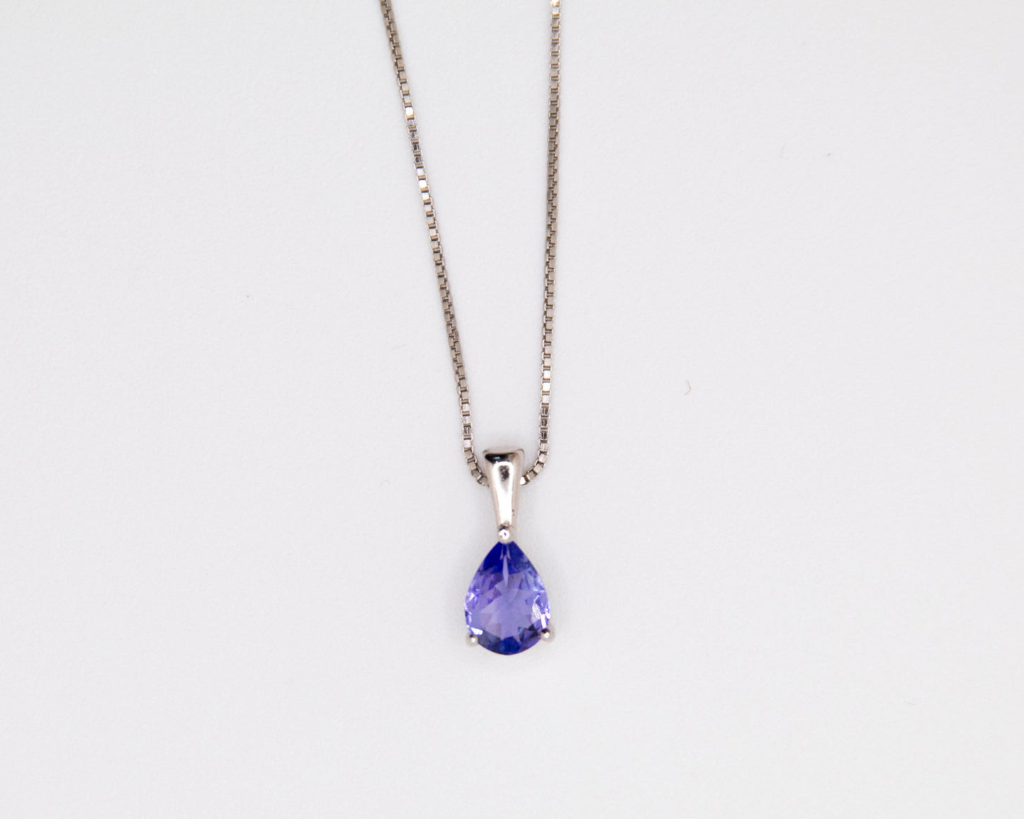 Solitaire Pear Cut Tanzanite Pendant Necklace