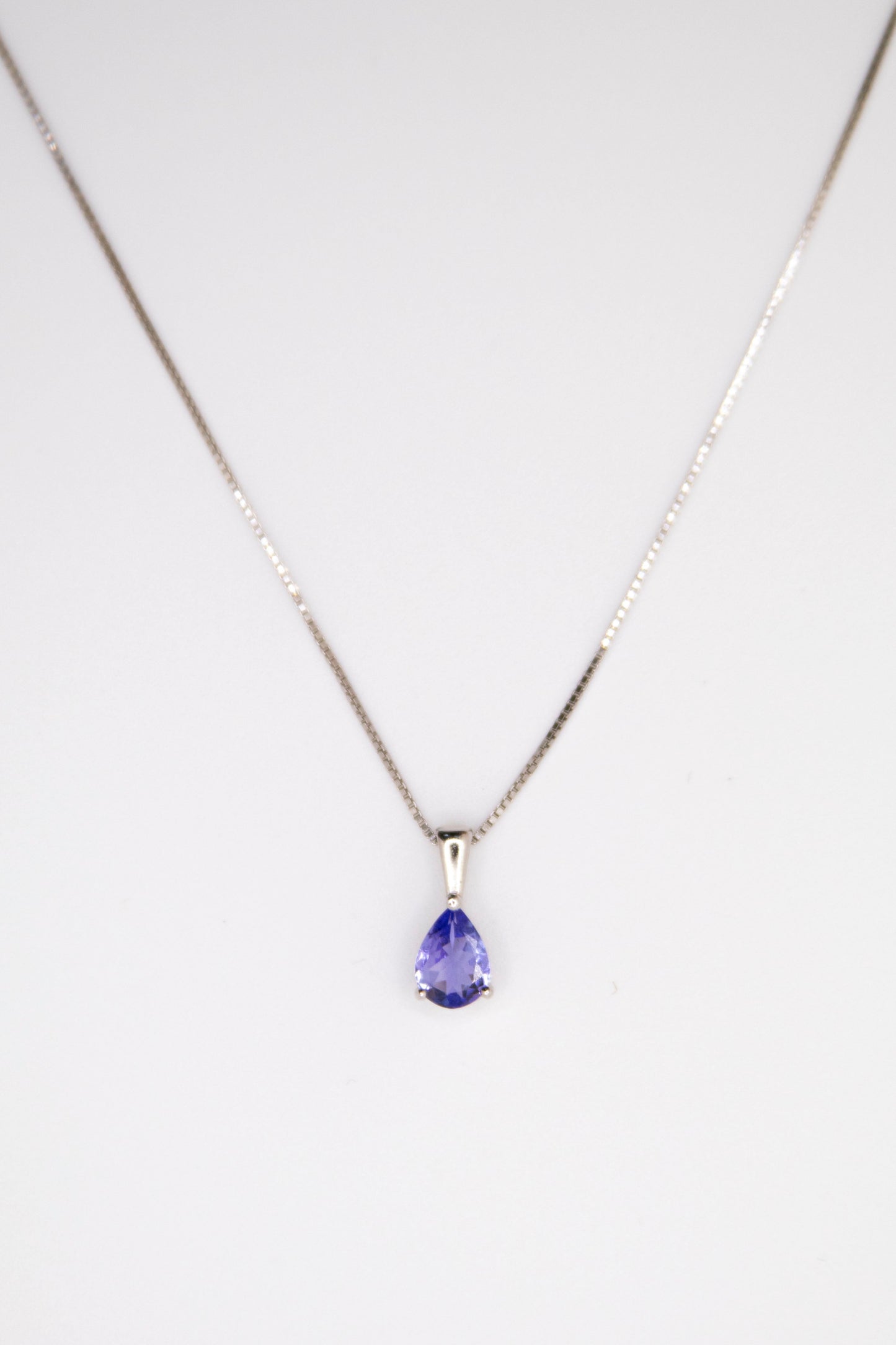 Solitaire Pear Cut Tanzanite Pendant Necklace