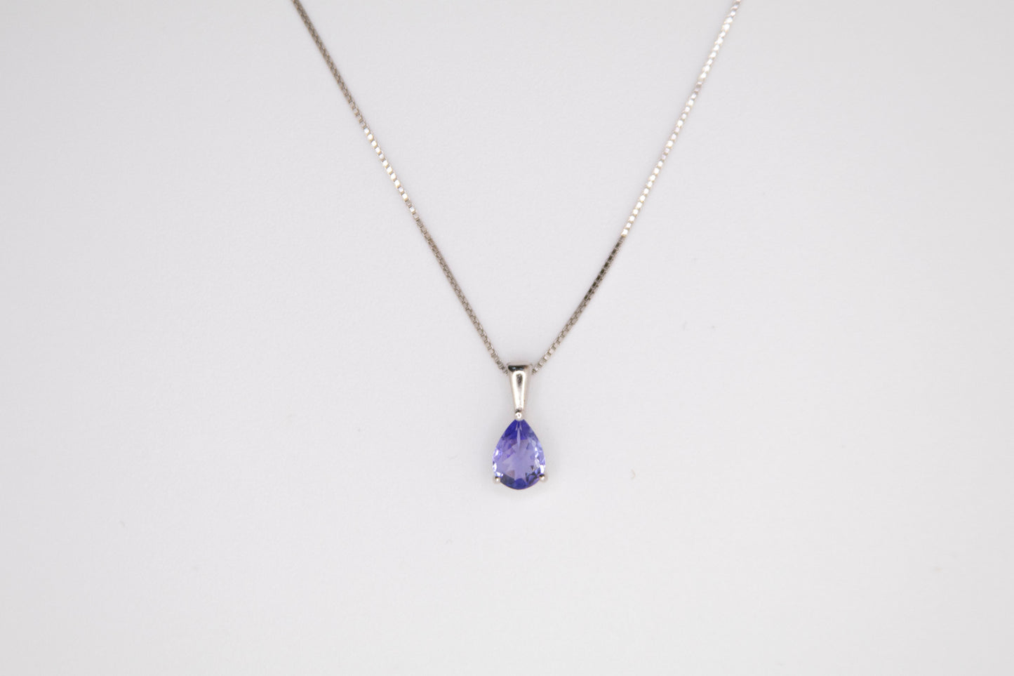 Solitaire Pear Cut Tanzanite Pendant Necklace