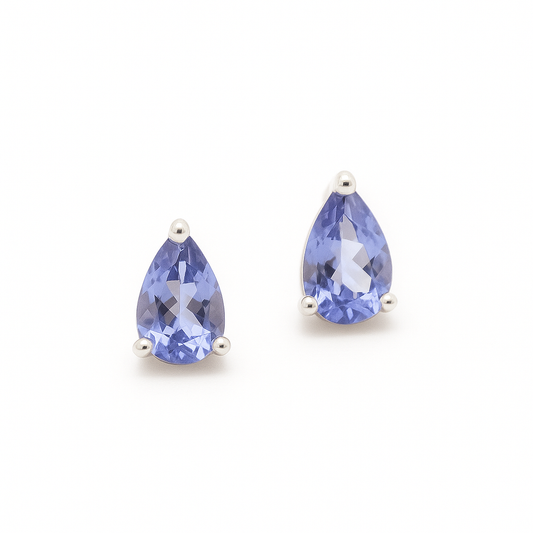 Tanzanite Pear Stud Earrings