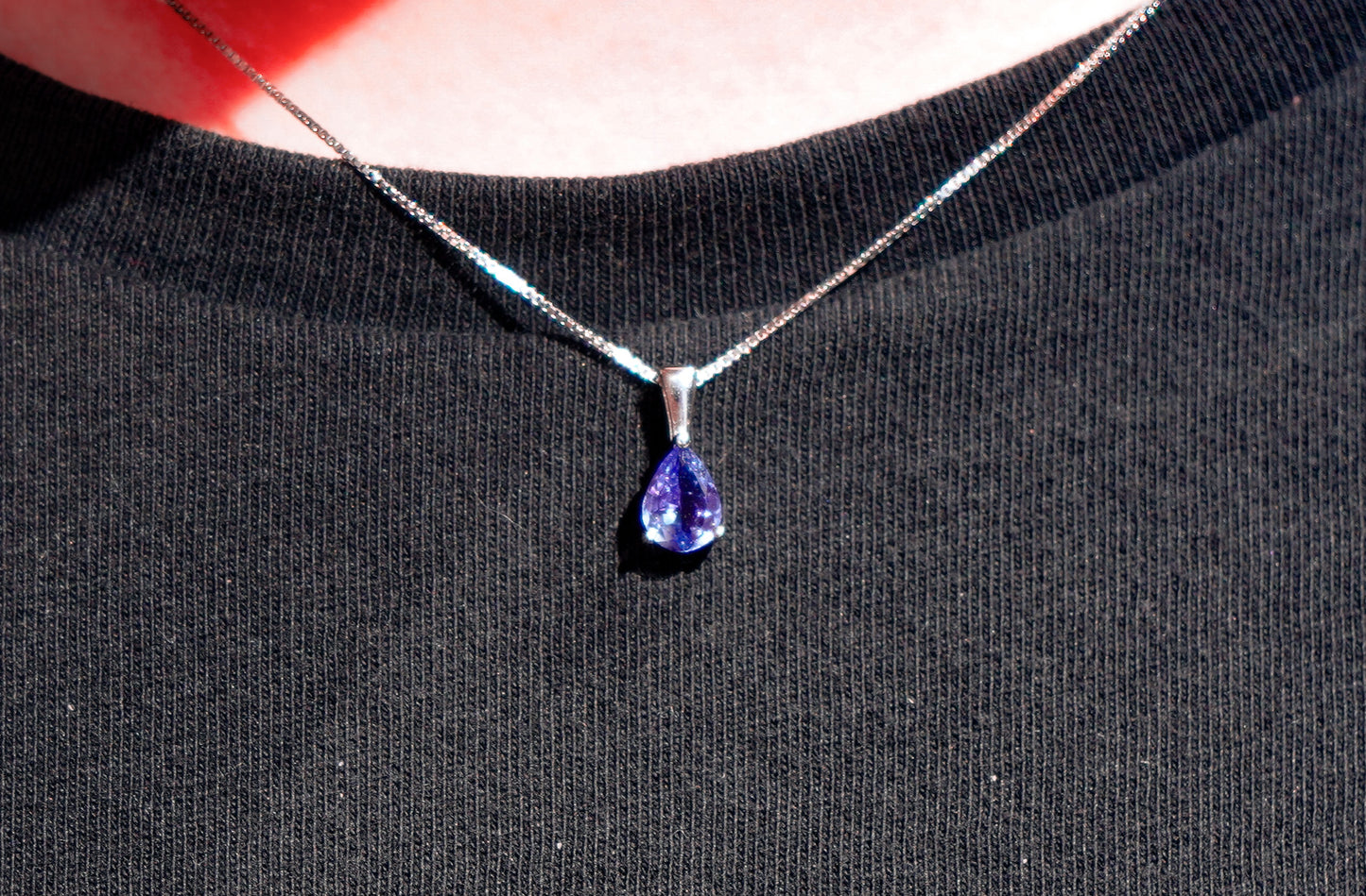 Solitaire Pear Cut Tanzanite Pendant Necklace