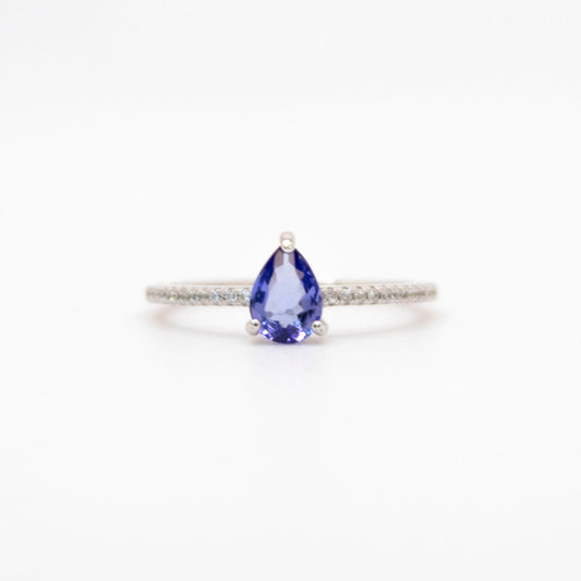 Pear CZ Solitaire Ring