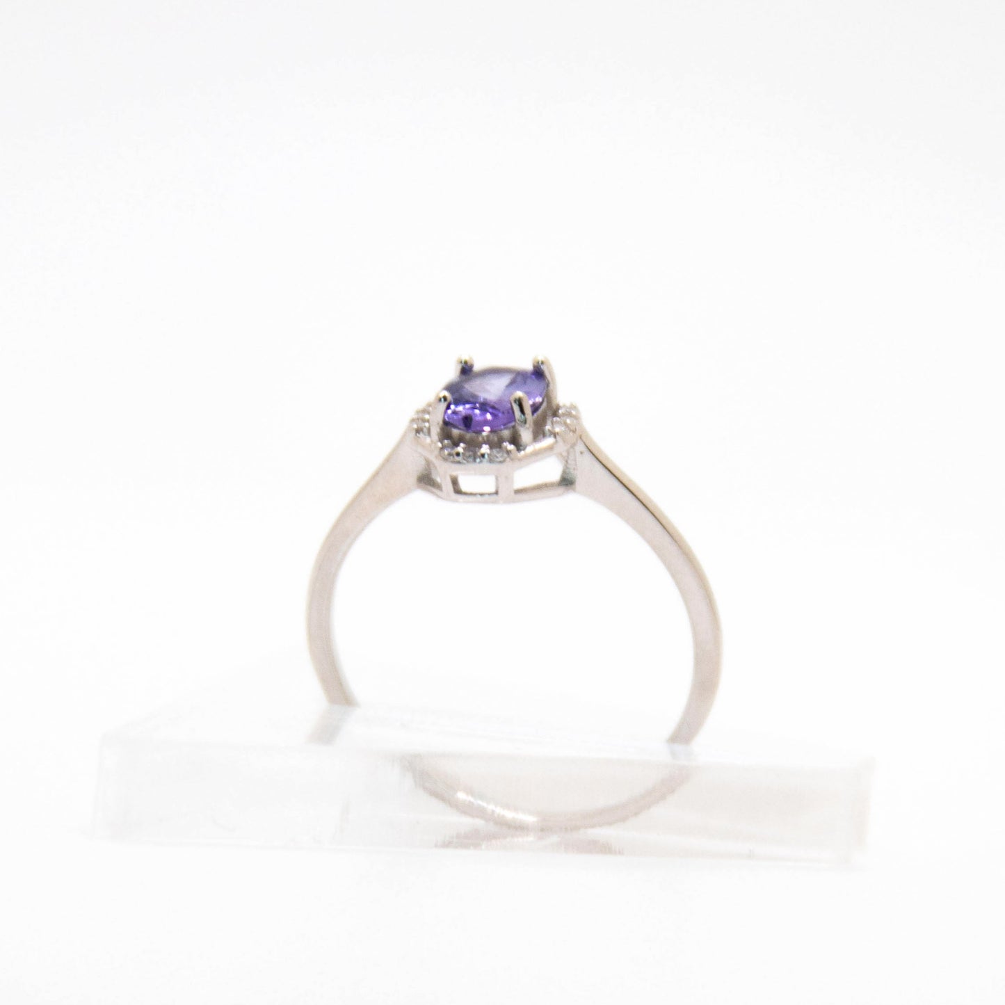 Oval-Cut Tanzanite Ring with CZ Halo