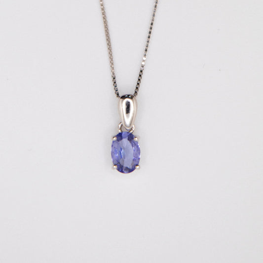 Solitaire Oval Cut Tanzanite Pendant Necklace