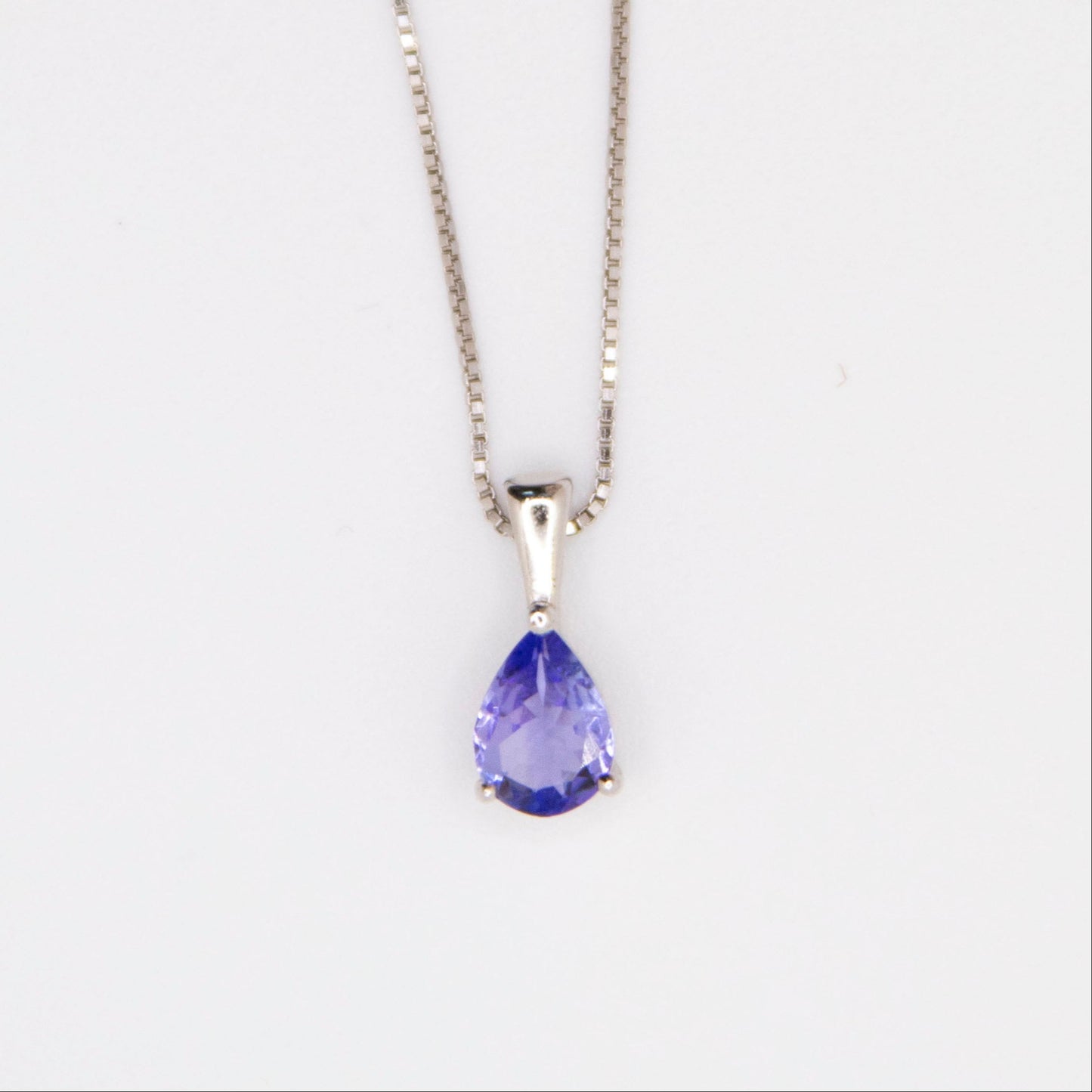 Solitaire Pear Cut Tanzanite Pendant Necklace