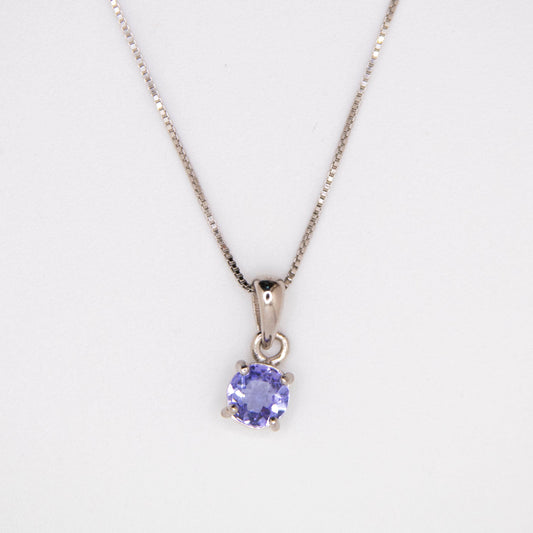 Round Tanzanite Solitaire Pendant Necklace